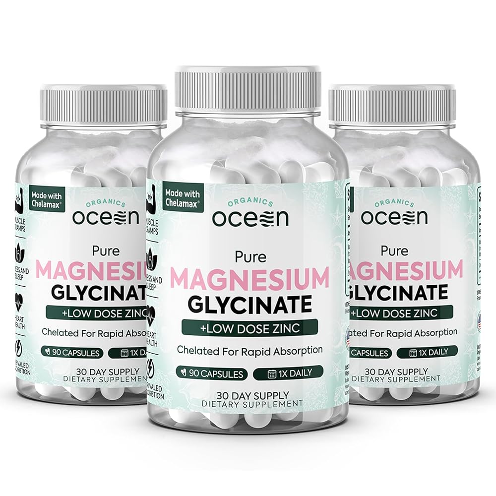 Organics Ocean Pure Magnesium Glycinate with Zinc - Maximum Strength