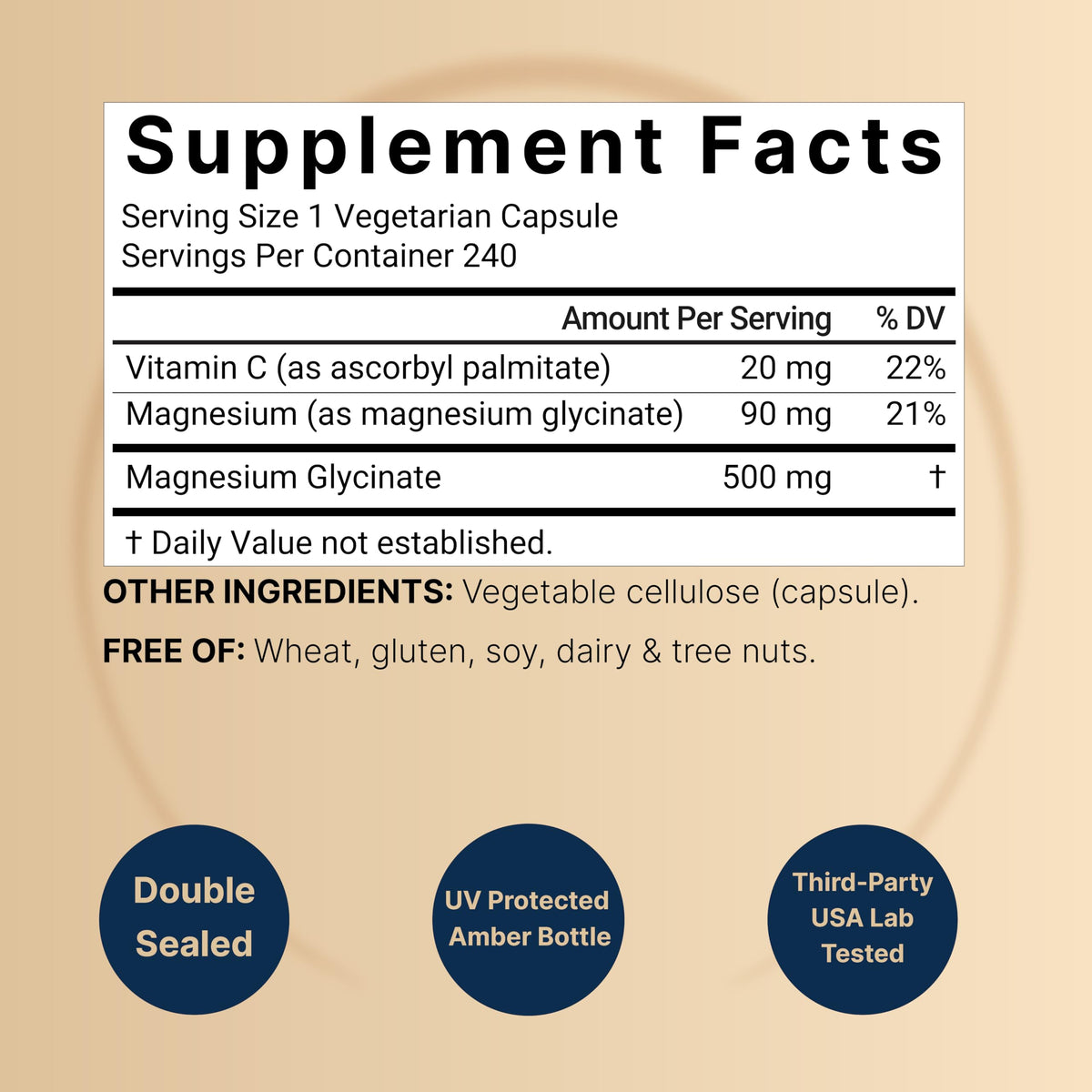 NatureBell Pure Magnesium Glycinate 500mg - 480 Capsules - image 2