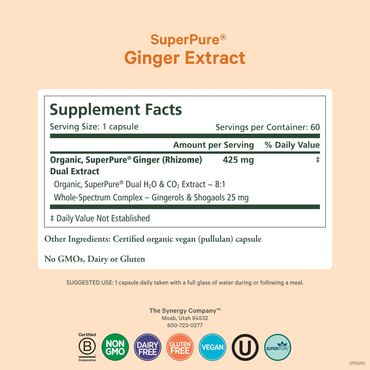 PURE SYNERGY SuperPure Ginger Extract - 60 Capsules - image 2