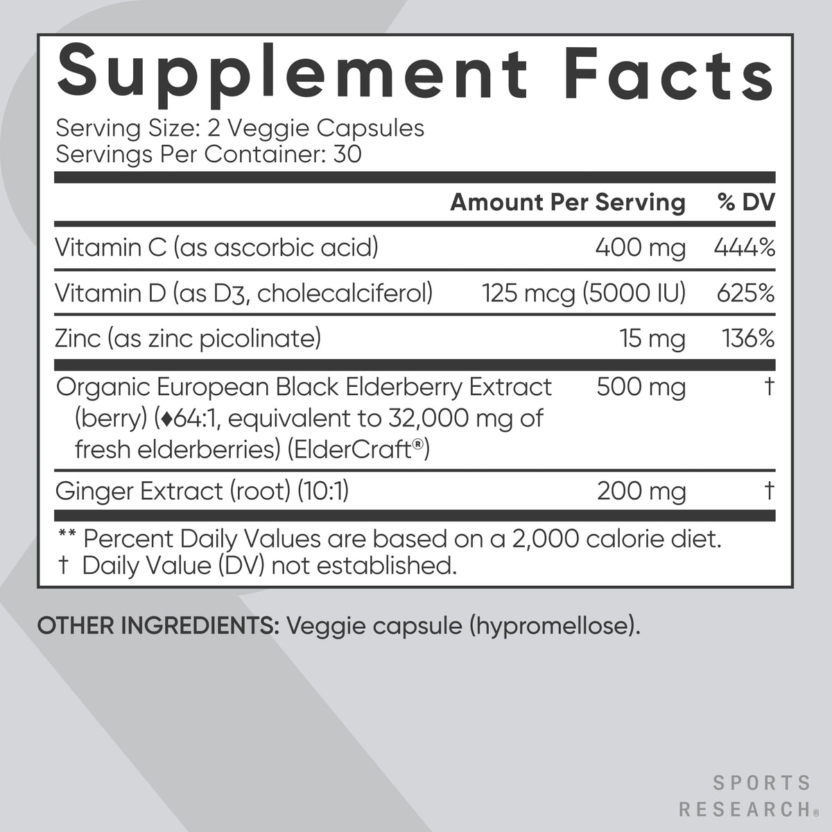 Sports Research Elderberry Immunity Formula with Zinc - 60 Capsules - image 5