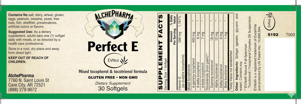 AlchePharma Perfect E - Patented EVNol® Brand tocotrienols Full
