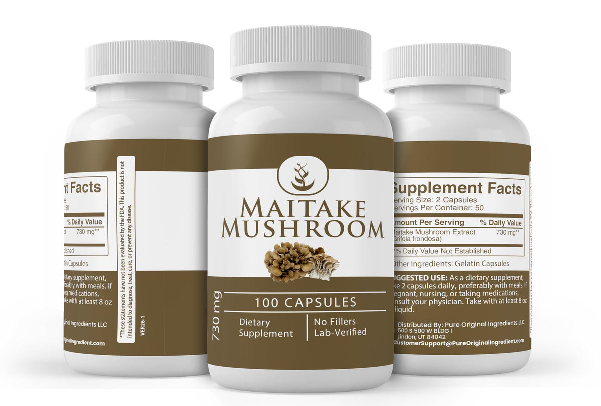 Pure Original Ingredients Maitake Mushroom Extract - 100 Capsules - image 4