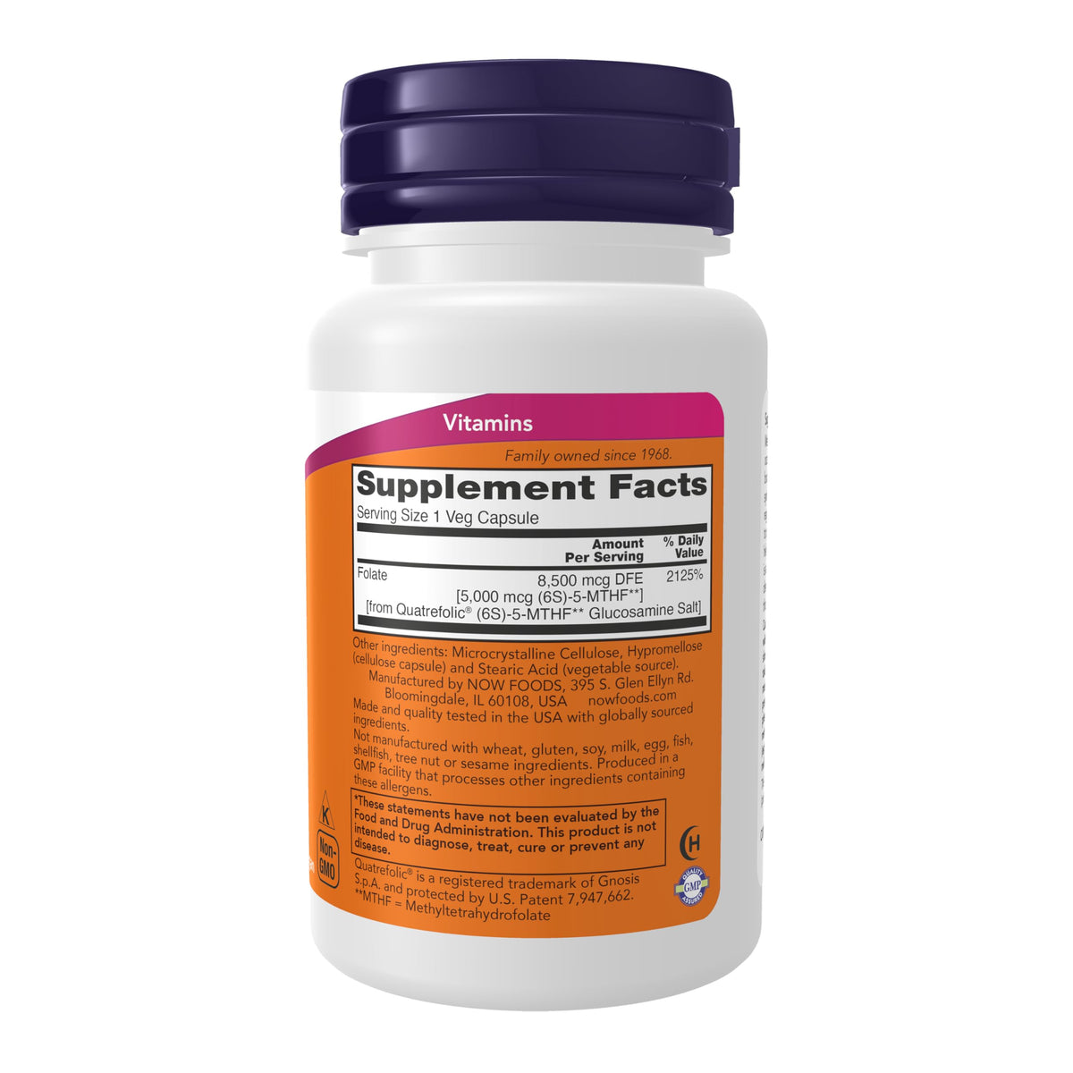 NOW Supplements Methyl Folate 5000 mcg - 50 Vegetarian Capsules - image 2