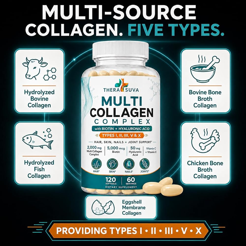 TheraSuva Multi-Collagen Complex Supplement - 120 Softgels - image 4