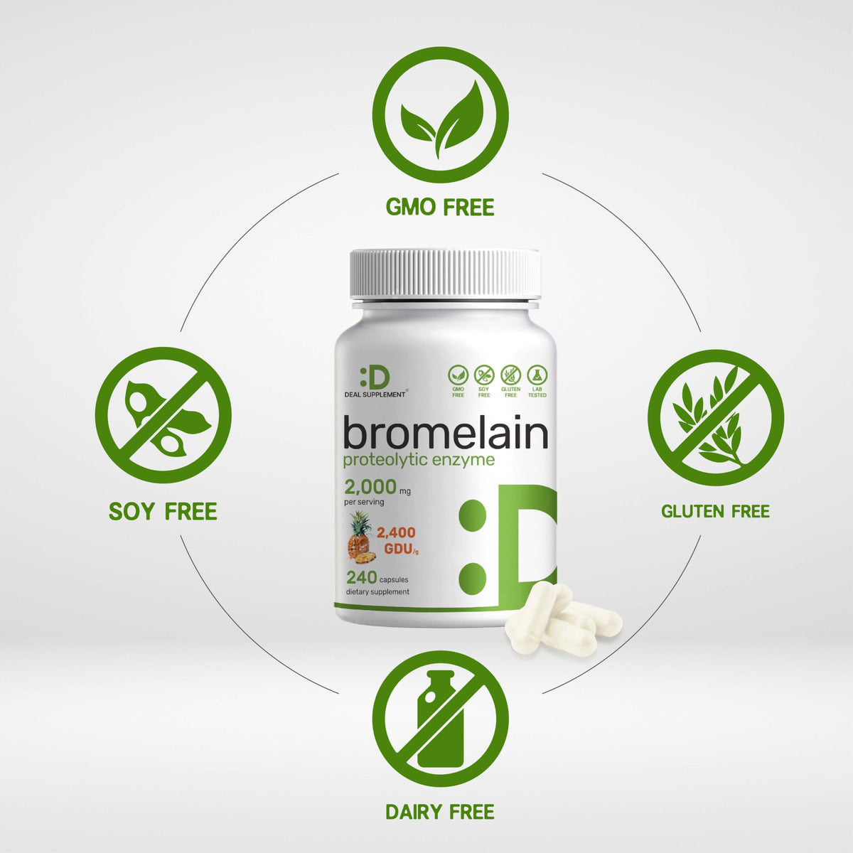 DEAL SUPPLEMENT Bromelain 2000mg Supports Nutrient Digestion - 240 Capsules - image 3