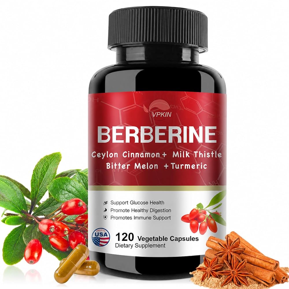 VPKIN Berberine Supplement with Ceylon Cinnamon - 120 Capsules