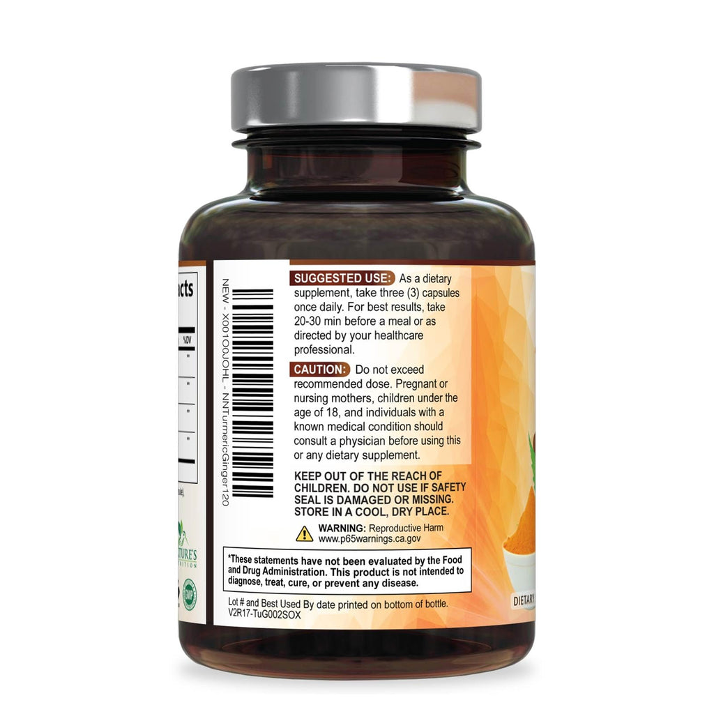 Nature's Nutrition Turmeric Curcumin Supplement - 95% Curcuminoids