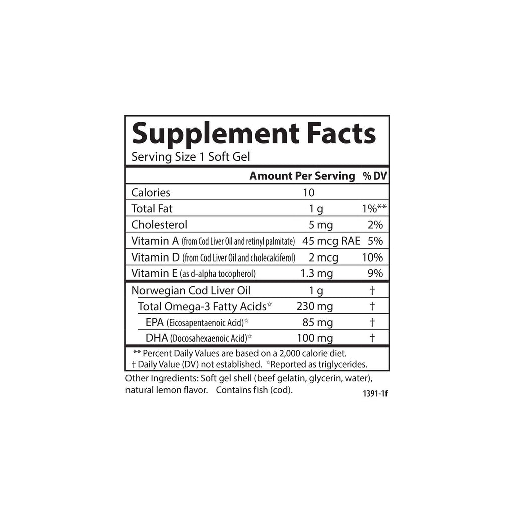 Carlson Cod Liver Oil Gems Low Vitamin A 230 mg Omega-3 - 150 Softgels - image 4