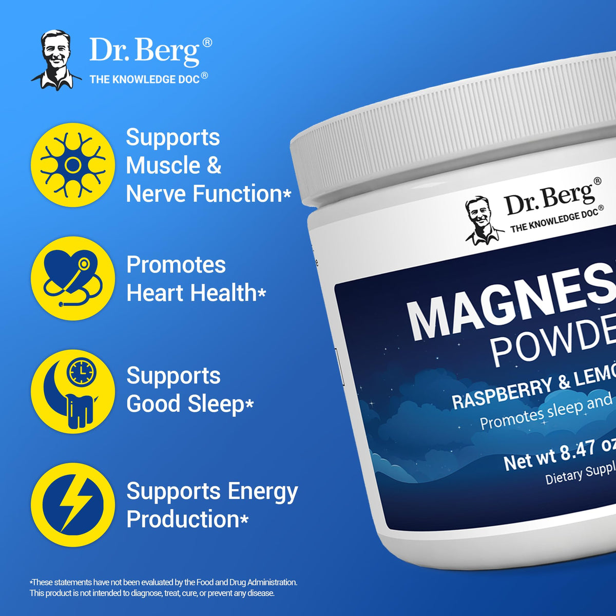 Dr. Berg Magnesium Glycinate Powder Raspberry Lemon - 50 Servings - image 3