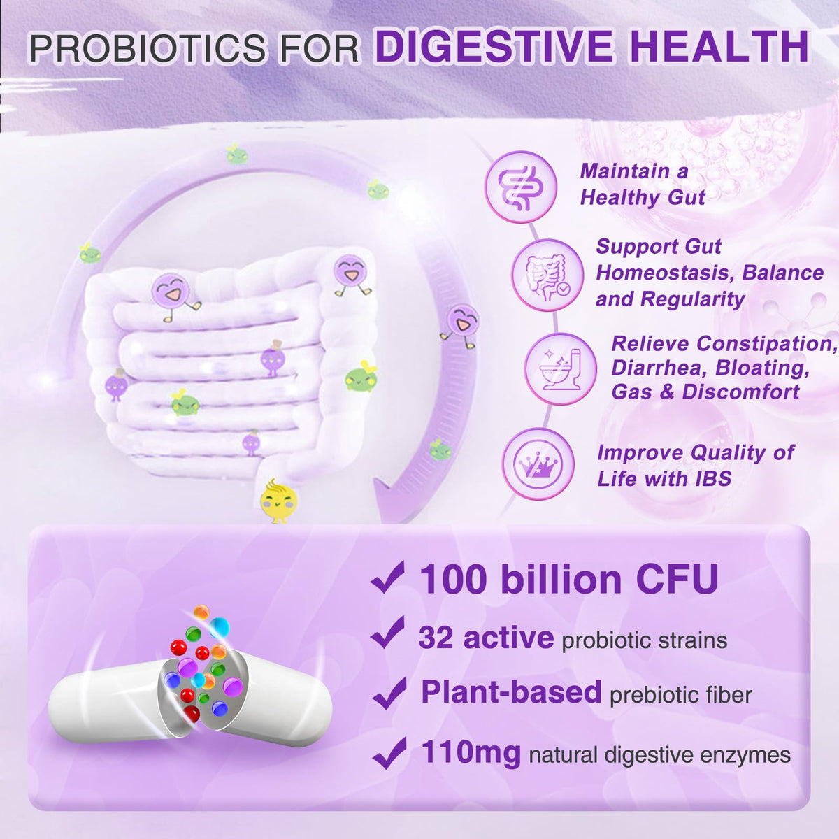ZEBORA Probiotics for Women 100B CFUs Digestive & Gut Health - 90 Capsules - image 3