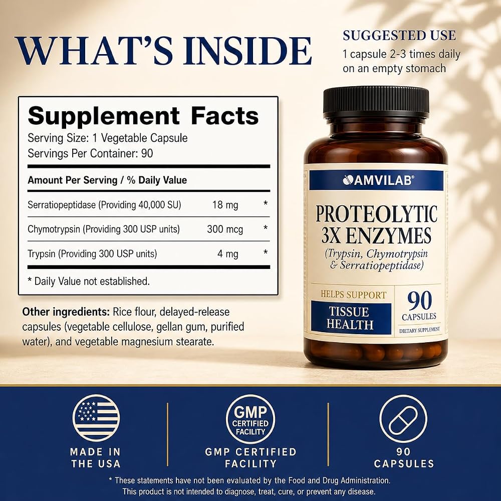 AMVILAB Proteolytic Enzymes - Reduces Edema & Inflammation from