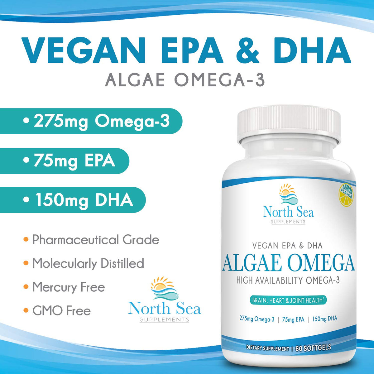 North Sea Supplements Vegan Algae Omega-3 - 60 Softgels - image 4