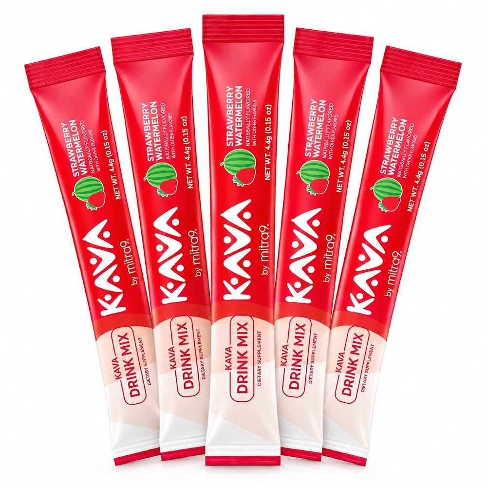 Mitra9 Kava Drink Mix Strawberry Watermelon for Relaxation - 5 Stick Packs