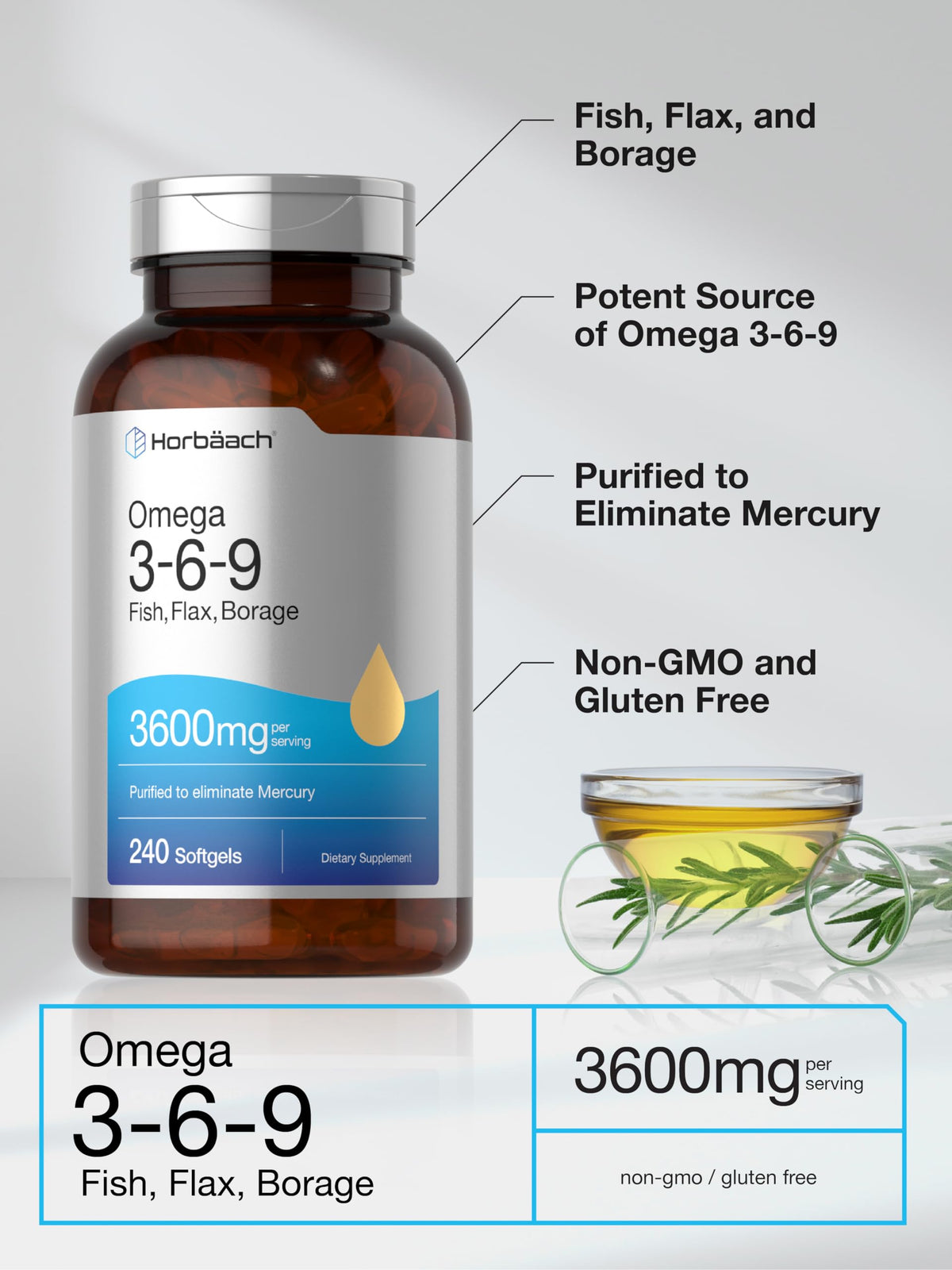 Horbäach Triple Omega 3-6-9 - 240 Softgels - image 4