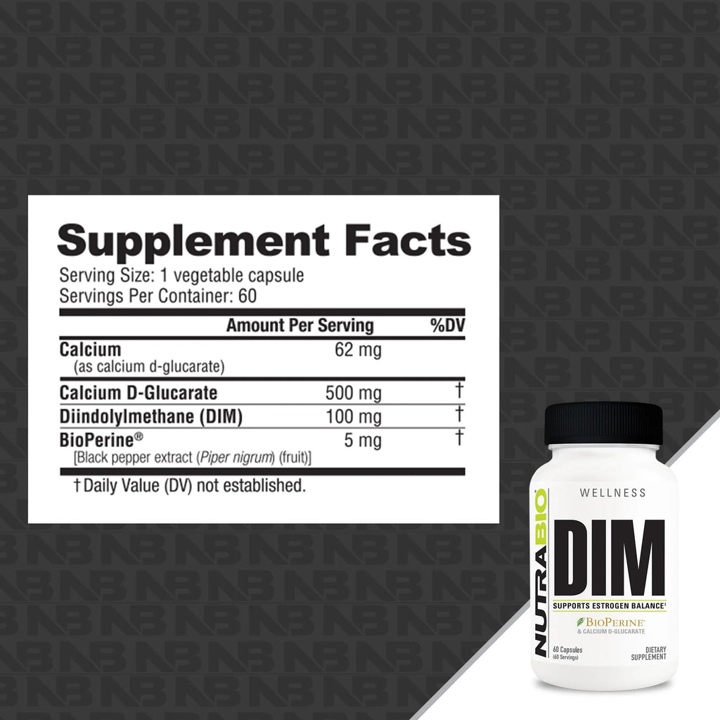 NutraBio DIM Supplement Supports Estrogen Balance 100mg - 60 Vegetable Capsules - image 2