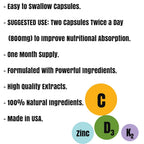 Herbs SRA Vitamin C, D3, K2 & Zinc Supplement - 120 Vegetarian Capsules - image 5