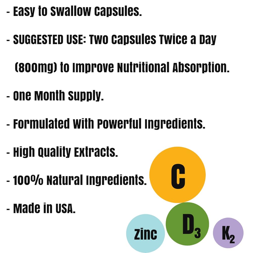 Herbs SRA Vitamin C, D3, K2 & Zinc Supplement - 120 Vegetarian Capsules - image 5