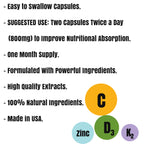 Herbs SRA Vitamin C, D3, K2 & Zinc Supplement - 120 Vegetarian Capsules - image 5