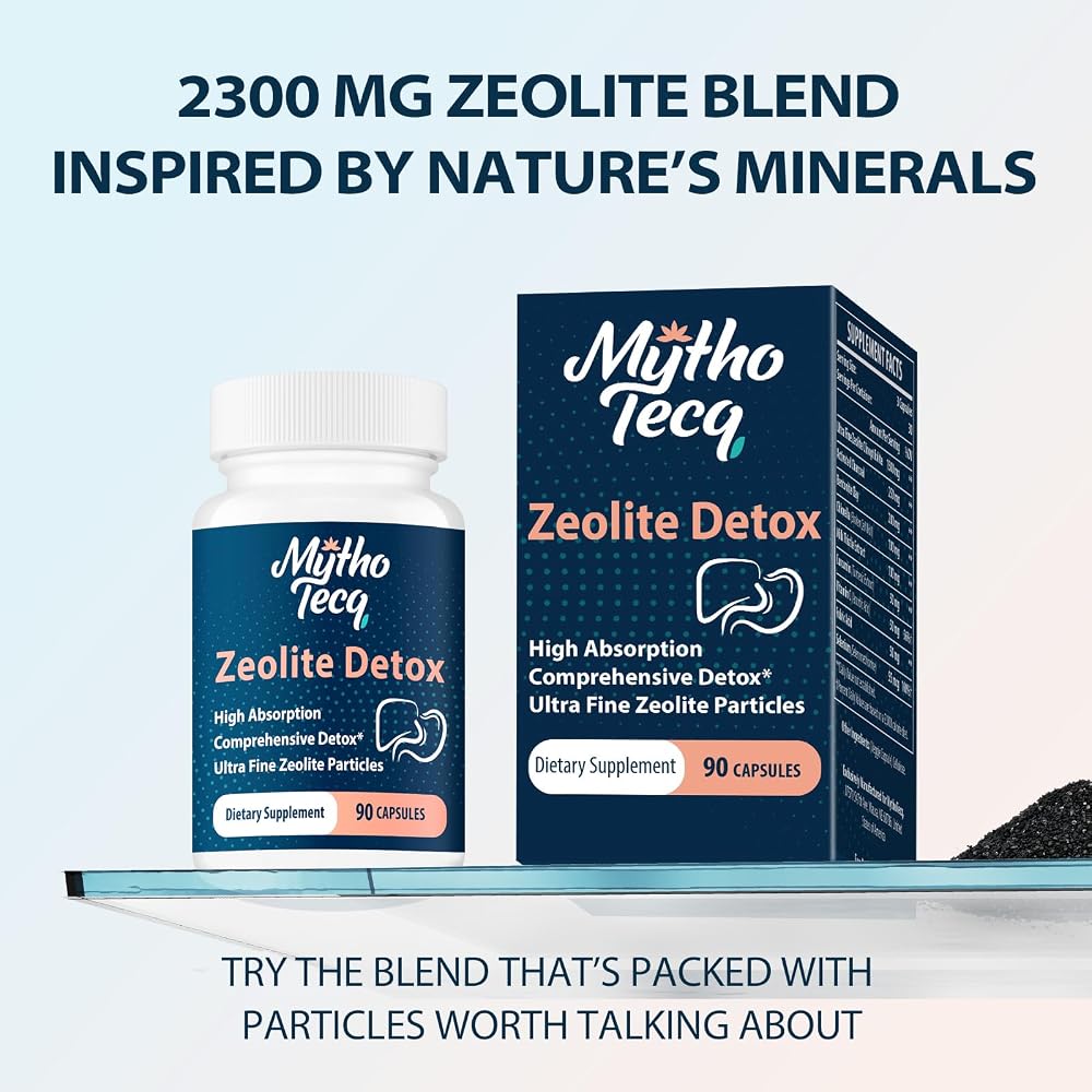MythoTecq 2300 MG Zeolite Capsules - Activated Charcoal & Bentonite