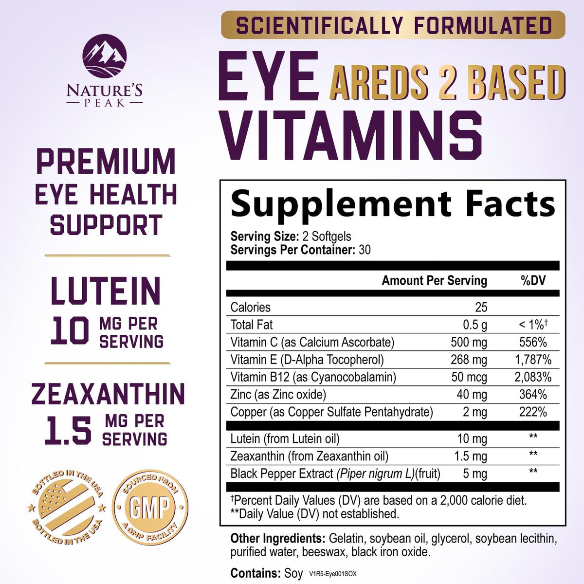Nature's Peak Eye Vitamins Supplements - 3x Strength Eye Health