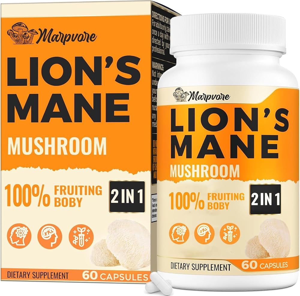 Marpvore Lions Mane Supplement 1400mg for Memory and Focus - 60 Capsules