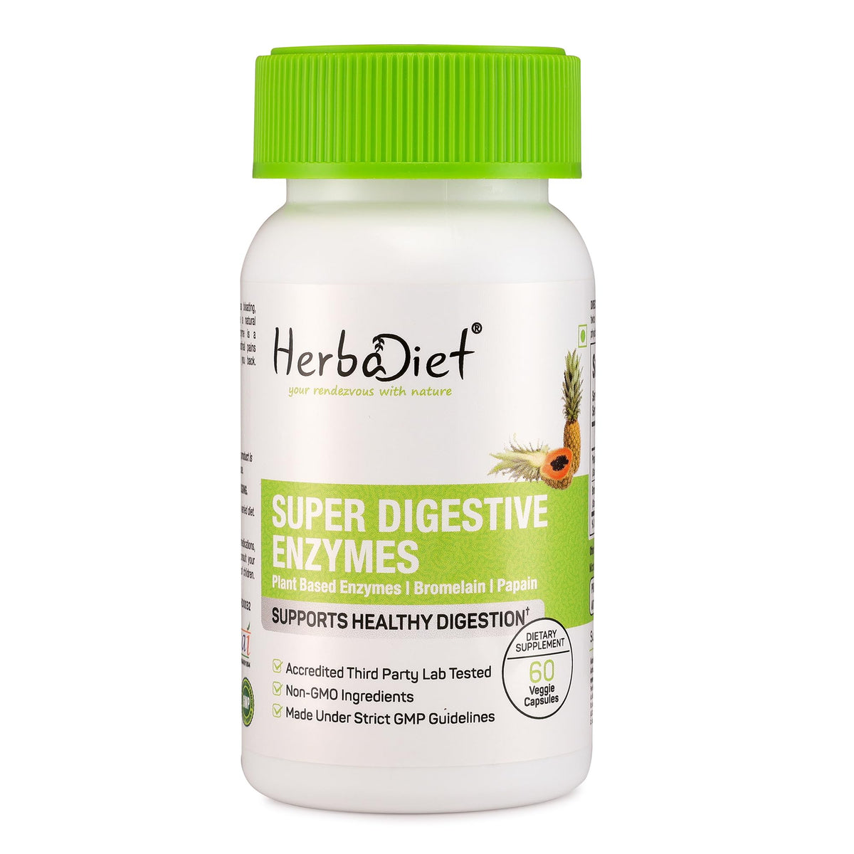 Herbadiet Digestive Enzyme Supplements Bromelain Papain - 60 Capsules