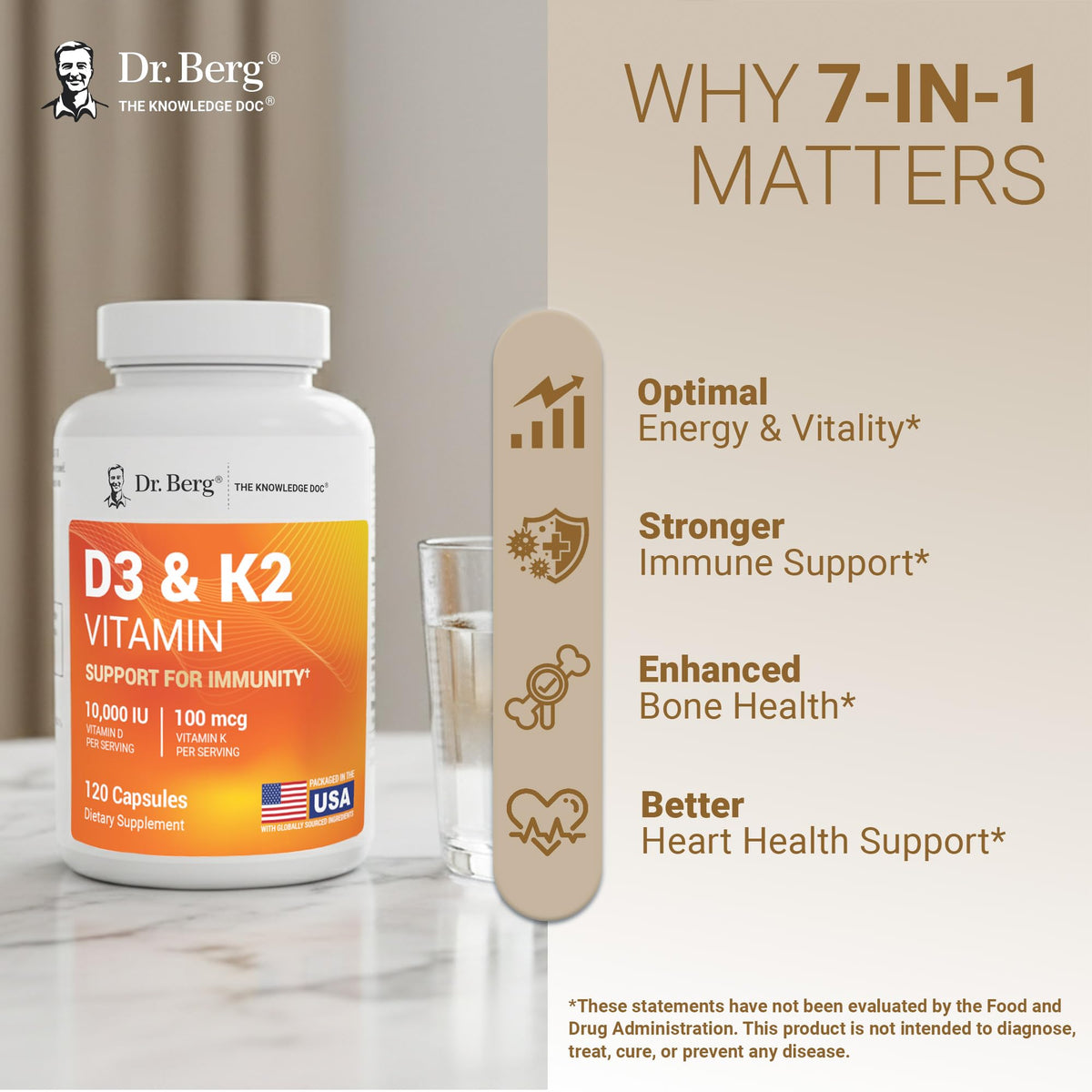 Dr. Berg Maximum Strength Vitamin D3 K2 10,000 IU - 120 Capsules - image 6
