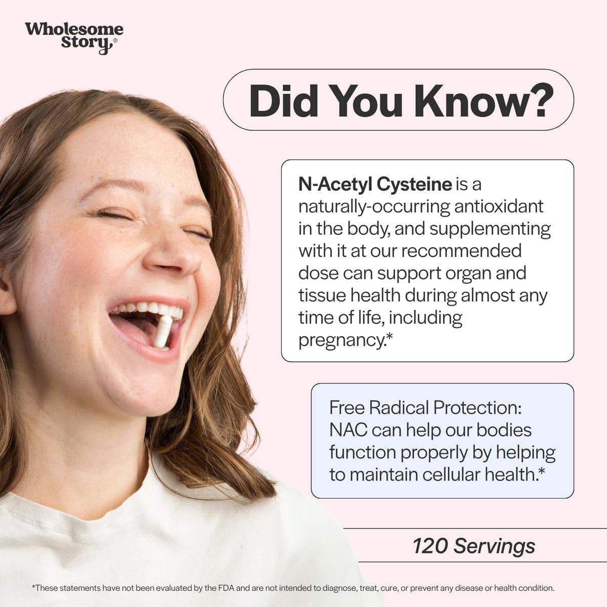 Wholesome Story NAC Supplement N-Acetyl-L-Cysteine 600 mg - 120 Capsules - image 5