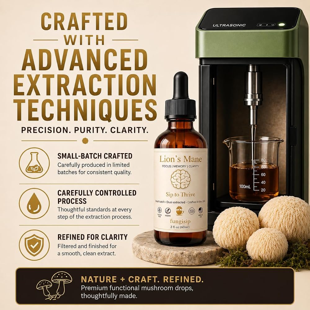 FUNGISIP Lion's Mane Mushroom Tincture Drops for Focus & Clarity - 2 oz - image 8