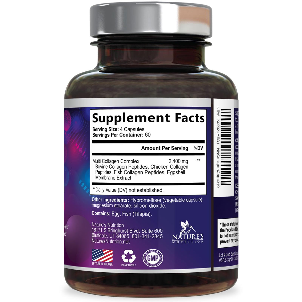 Nature's Nutrition Multi Collagen Complex Pills - Hydrolyzed Collagen