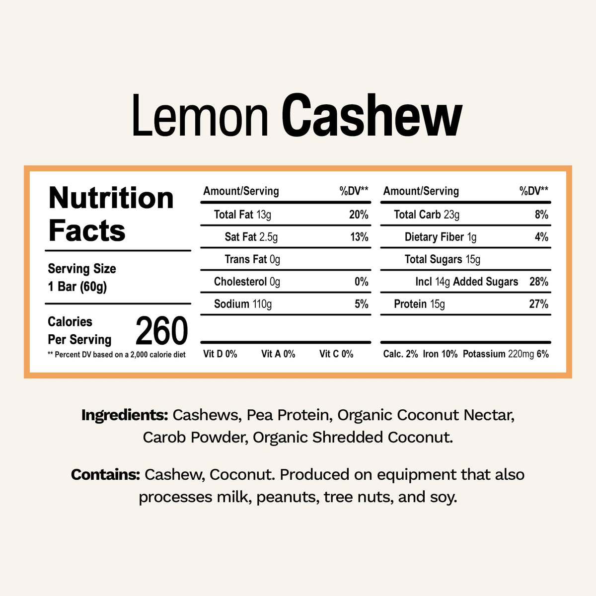 Rise Pea Protein Bar Vegan Lemon Cashew - 12 Count - image 2