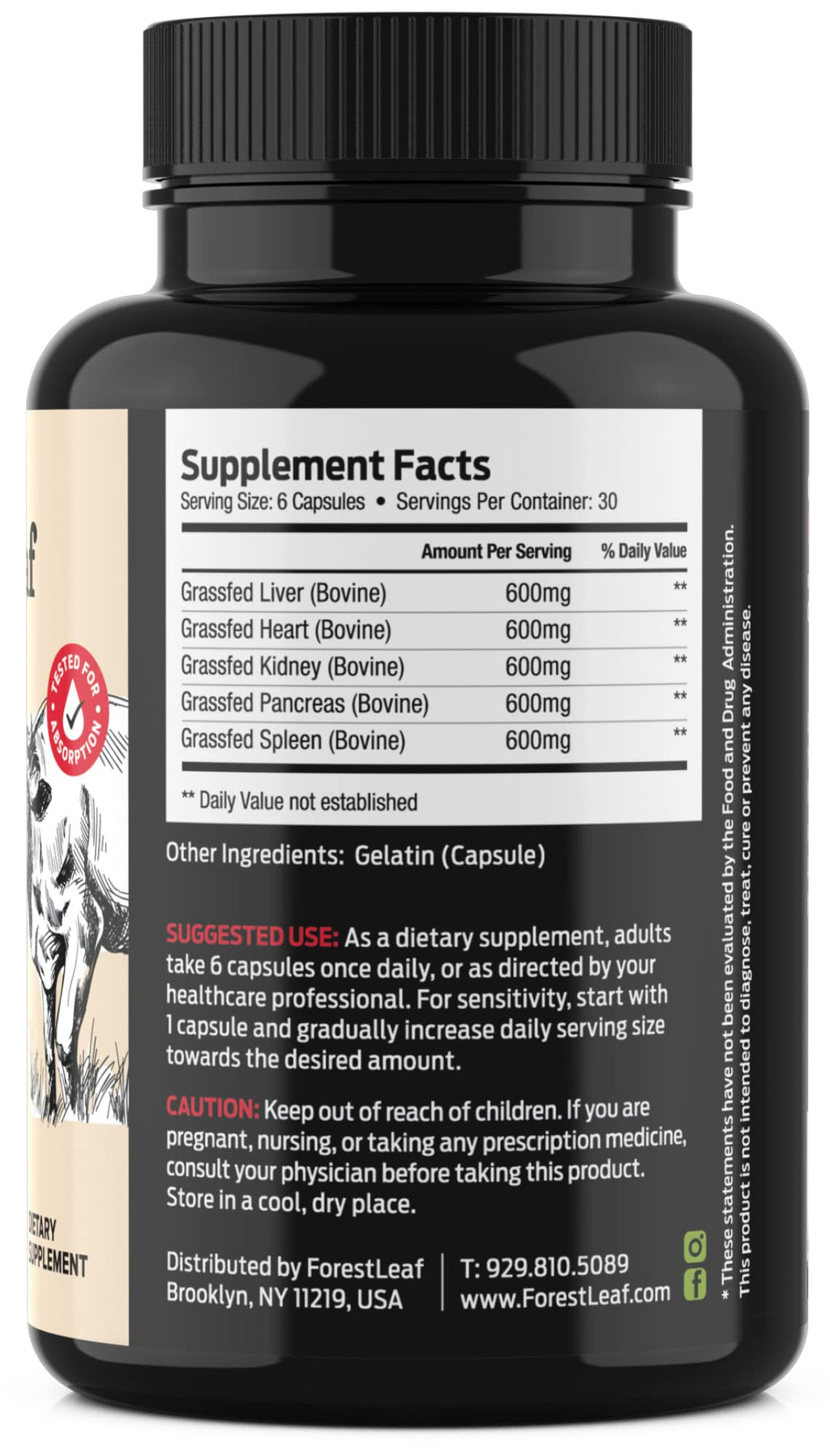 ForestLeaf Beef Organ Supplement - Grass Fed & Pasture Raised - Total