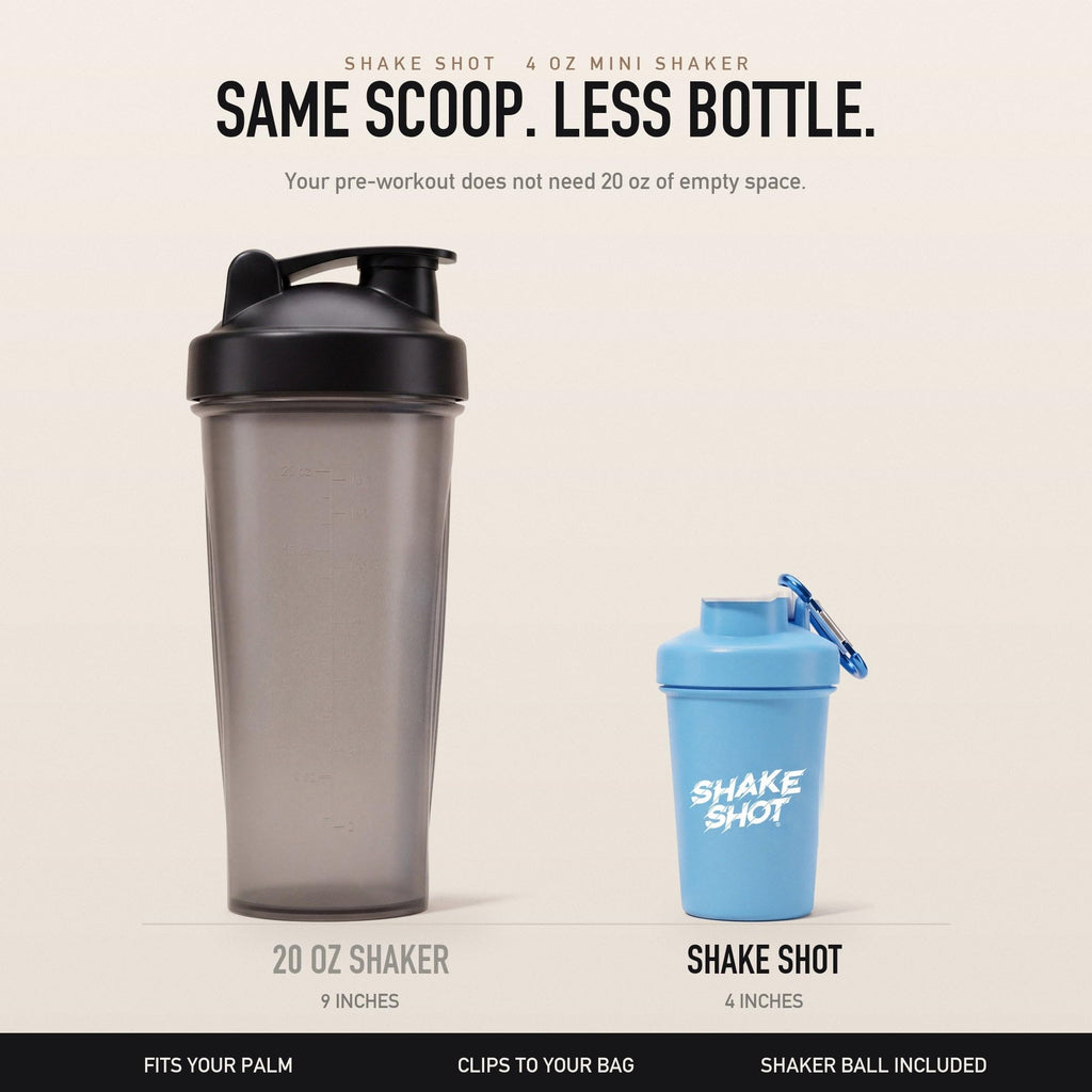 Shake Shot - 4oz (120ml) Mini Shaker Bottle for Pre Workout