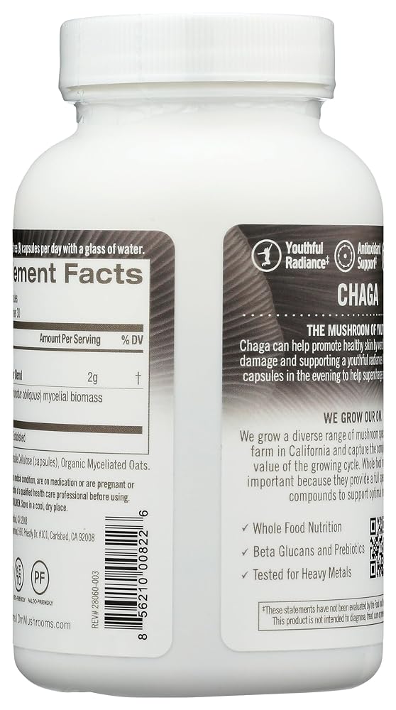 OM Mushroom Superfood Chaga Mushroom Capsules Immune Support - 90 Count - image 4