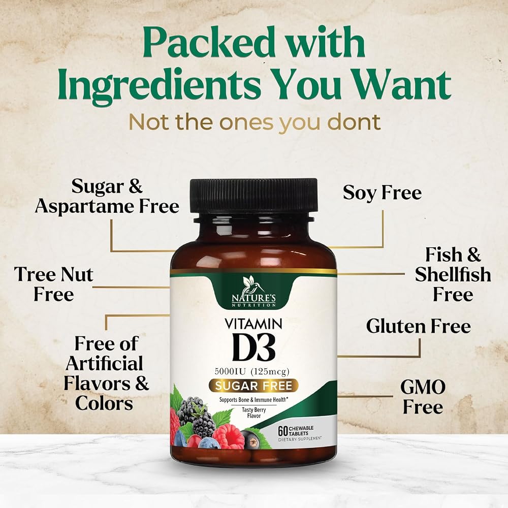 Nature's Nutrition Vitamin D3 5000 IU - Extra Strength Vitamin D