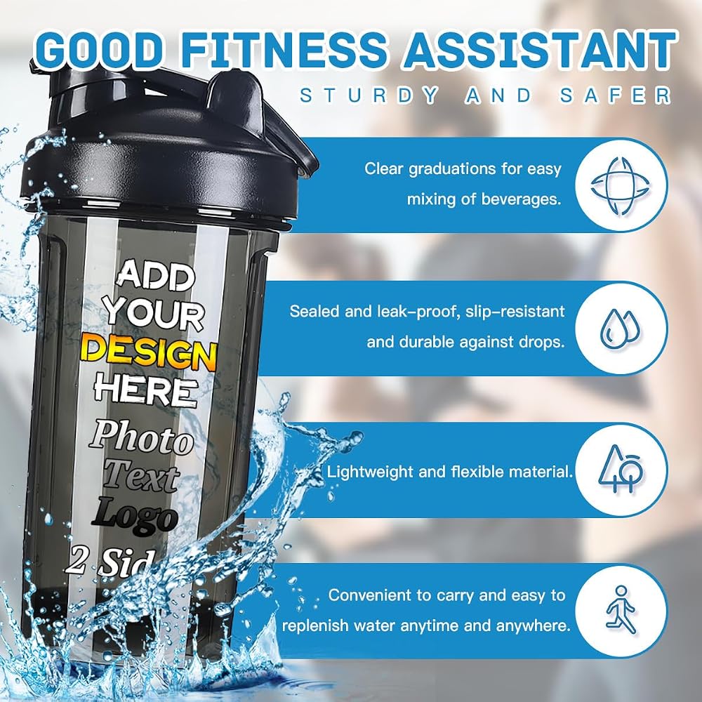 AMOPEIR Custom Shaker Bottles for Fitness