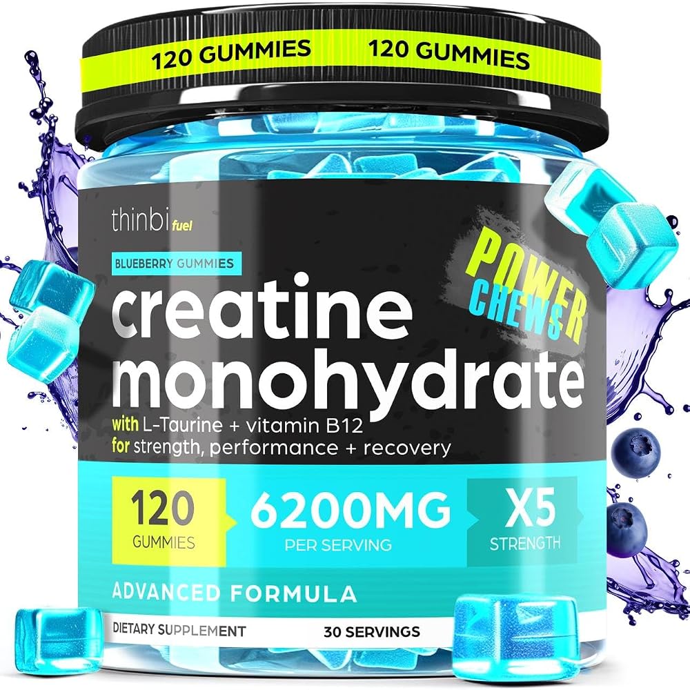 Thinbi Creatine Monohydrate Gummies with Taurine - 120 Count
