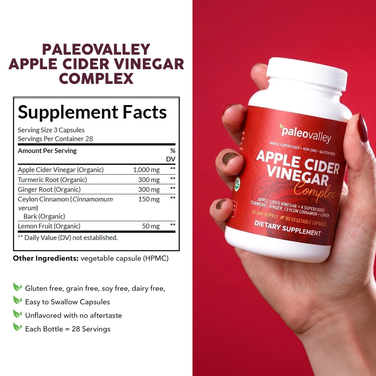 Paleovalley Apple Cider Vinegar Complex Capsules - 84 Count - image 2