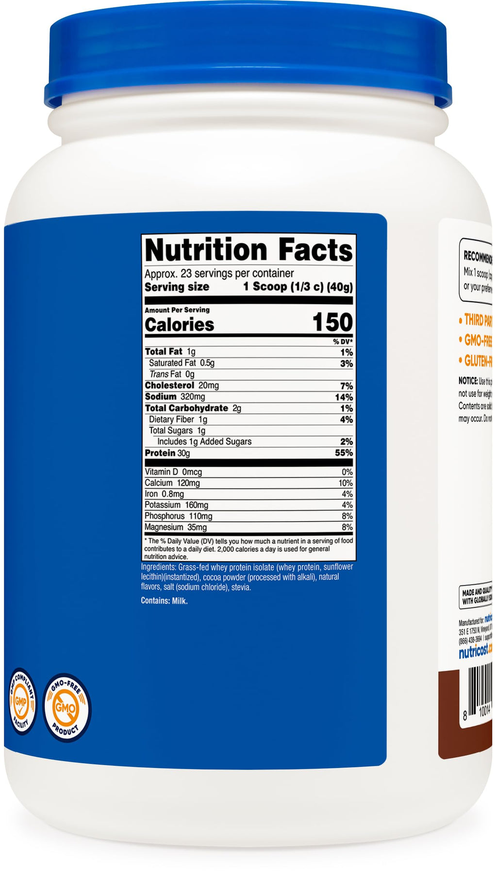 Nutricost Grass-Fed Whey Protein Isolate - Non-GMO