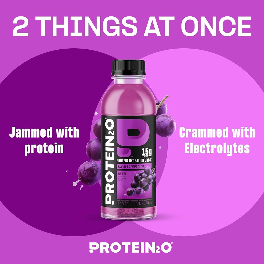 Protein2o Clear Whey Protein & Electrolyte Beverage, Grape - 12 Pack - image 2
