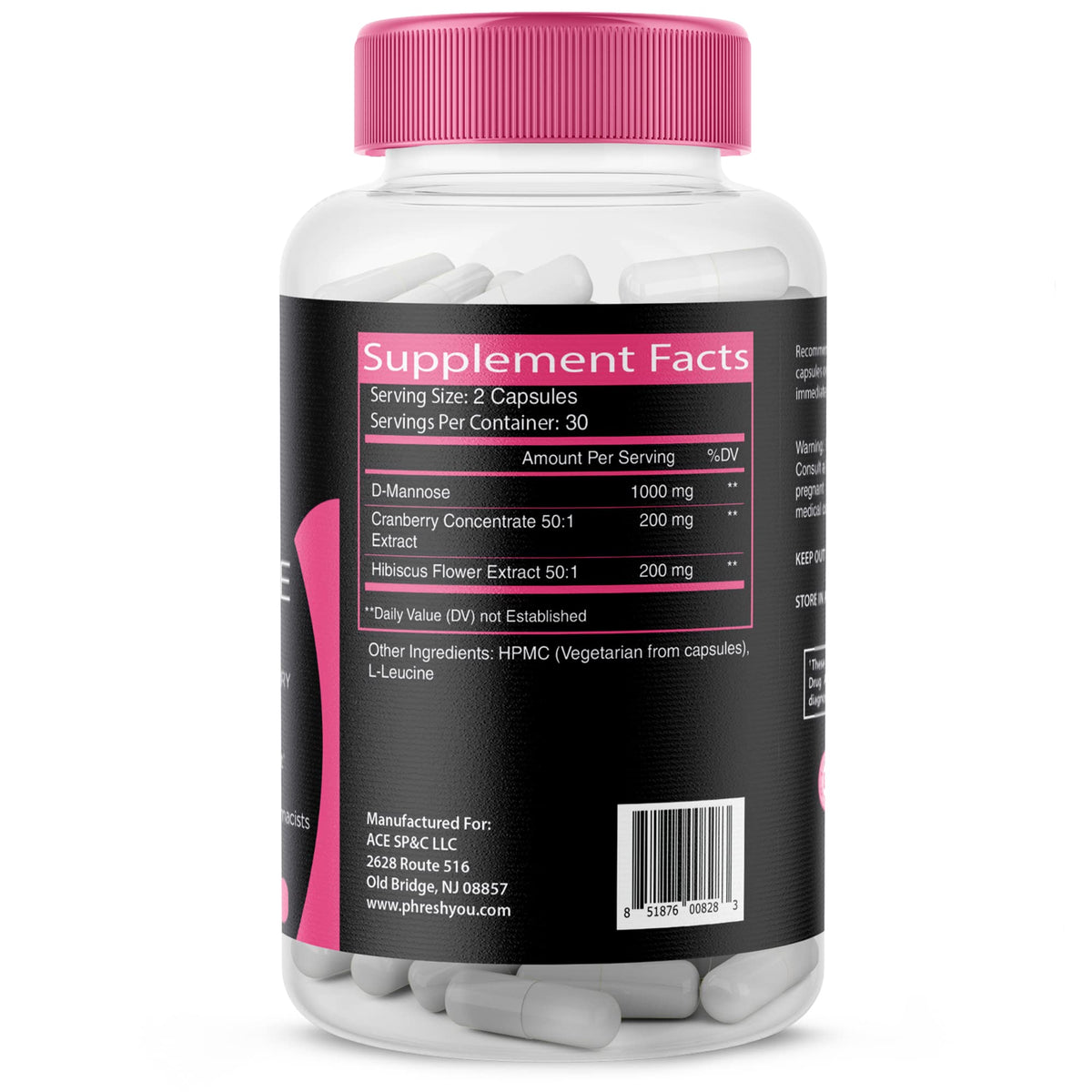 ACE NUTRITION pHresh D-Mannose with Cranberry Capsules - 60 Count - image 2