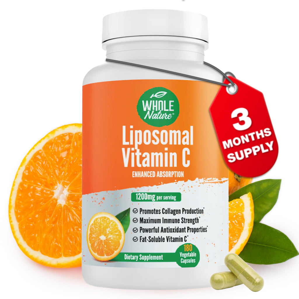 Whole Nature Liposomal Vitamin C Supplement Pills 1200 mg - High