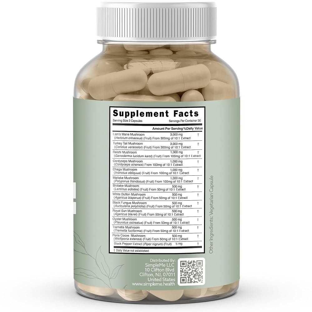 Simpleme Multi-Mushroom Supplement Complex - 60 Capsules - image 8
