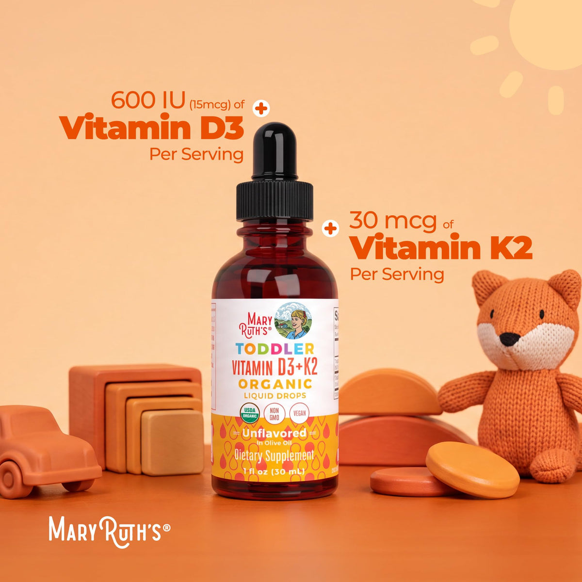 MARYRUTH'S Organic Toddler Vitamin D3+K2 Liquid Drops - 1 fl oz - image 6