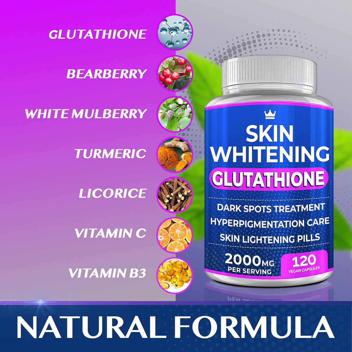 NORTHERN CROWN COSMETICS Glutathione Whitening Pills - 2000mg