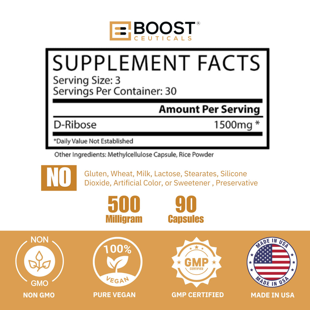 BoostCeuticals D-Ribose 1500mg Energy Supplement - 90 Capsules - image 7