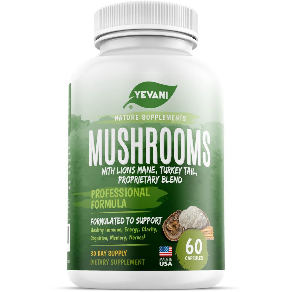 YEVANI Mushroom Supplement Immune Energy Clarity - 60 Capsules
