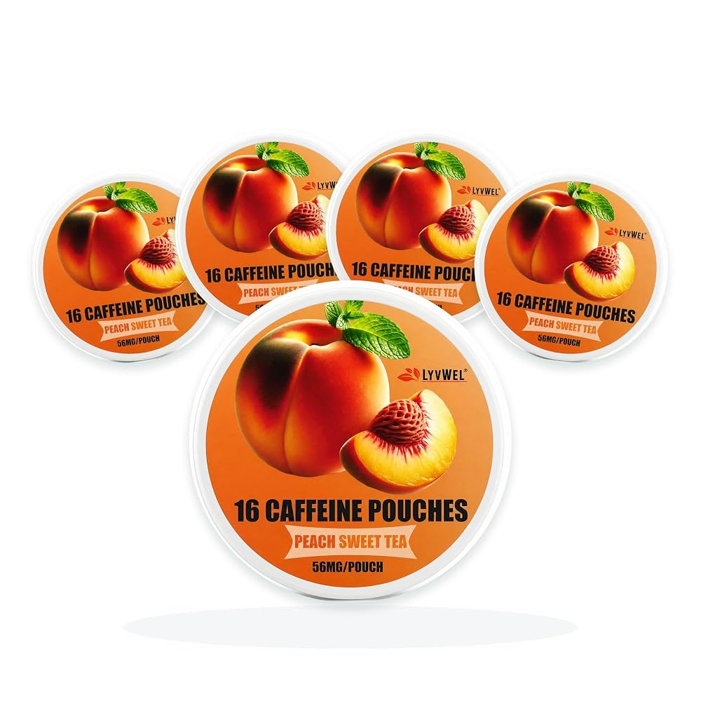 LyvWel 56mg Caffeine Energy Pouches, Guarana, 5-Pack, 80 Pouches