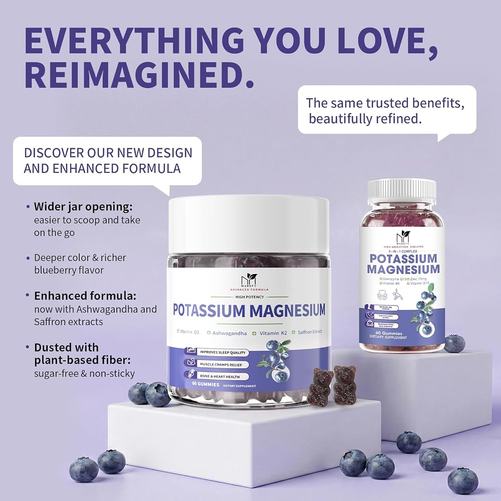 MABEFY Blueberry & Strawberry Potassium Magnesium Gummies for Sleep
