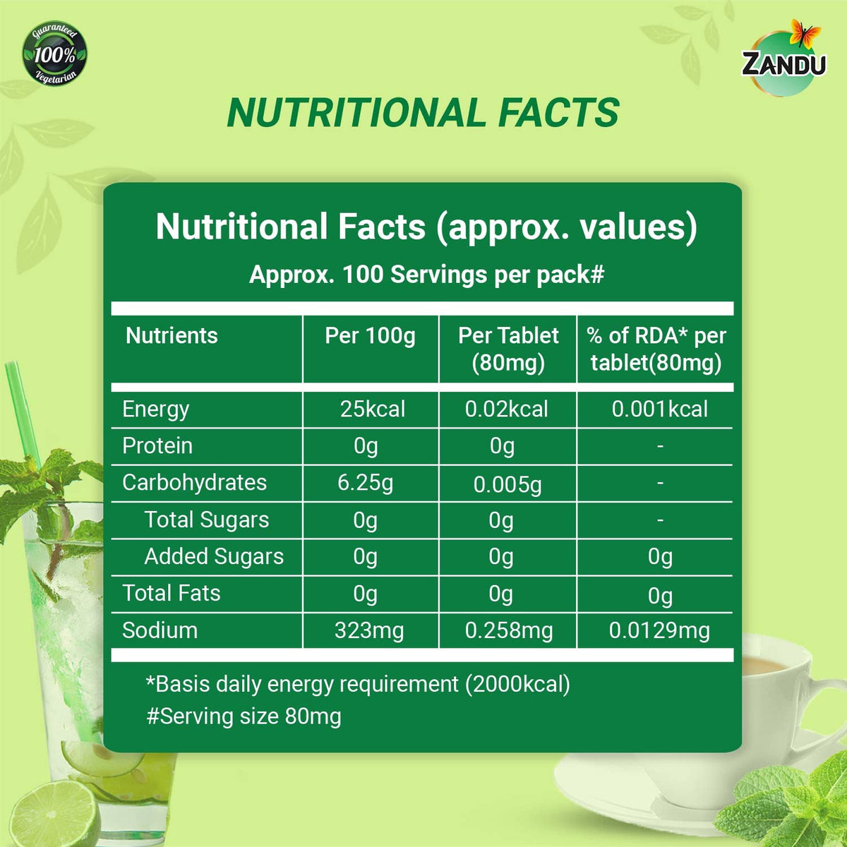Zandu Stevia Tablets Natural Sweetener - 100 Tablets - image 4
